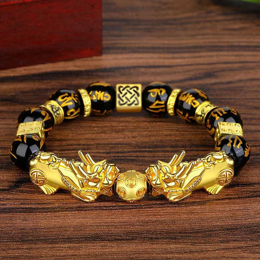 Feng Shui PiXiu Siyah Obsidyen Zenginlik ve Bolluk Bilekliği