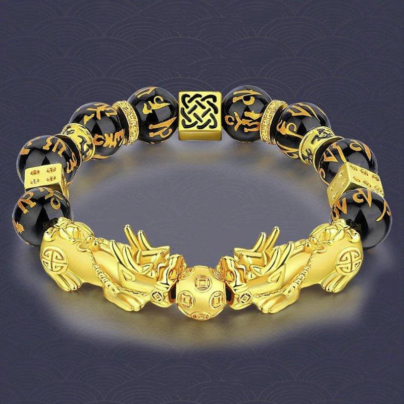 Feng Shui PiXiu Siyah Obsidyen Zenginlik ve Bolluk Bilekliği