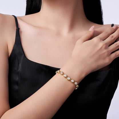 0.5 Karat Moissanite Taşlı Zarif Kadın Bileklik (925 Ayar Gümüş)