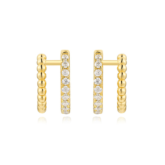 Luxury Modern S925 Silver Gold Plated Moissanite Stud Earrings Set