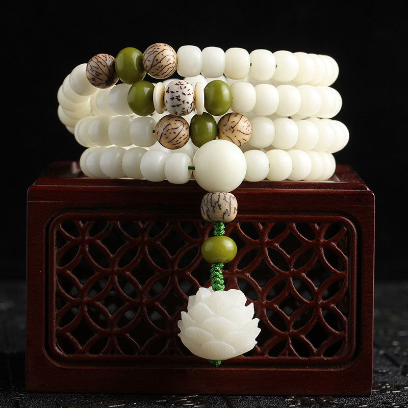 Beyaz Yeşim Bodhi Tohumu Lotus Uyum Kolye & Bileklik