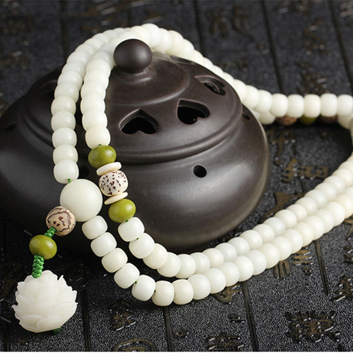Beyaz Yeşim Bodhi Tohumu Lotus Uyum Kolye & Bileklik