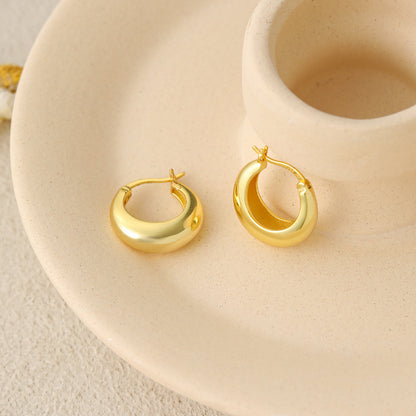 Geometry Round Circle 925 Sterling Silver Hoop Earrings