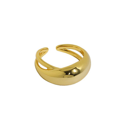 Geometry Oval Ellipse 925 Sterling Silver Adjustable Ring