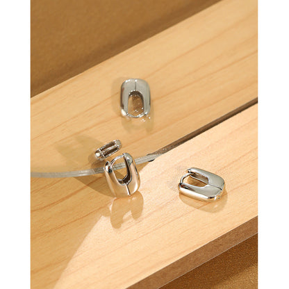 Casual Mini Geometric Ellips 925 Sterling Silver Hoop Earrings
