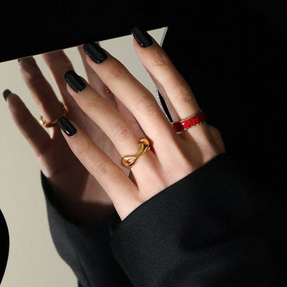 Holiday Epoxy Irregular 925 Sterling Silver Adjustable Ring