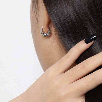 Fashion Geometry Agravity Circles 925 Sterling Silver Hoop Earrings