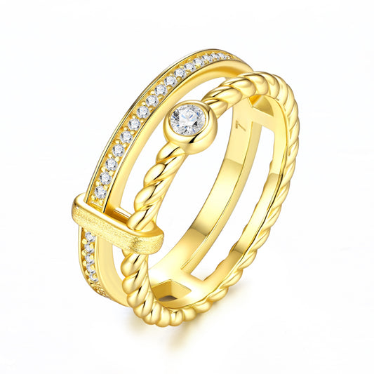 Crafted with superior quality moissanite, this luxurious and chic minimalist jewelry set features gold-plated silver pieces.