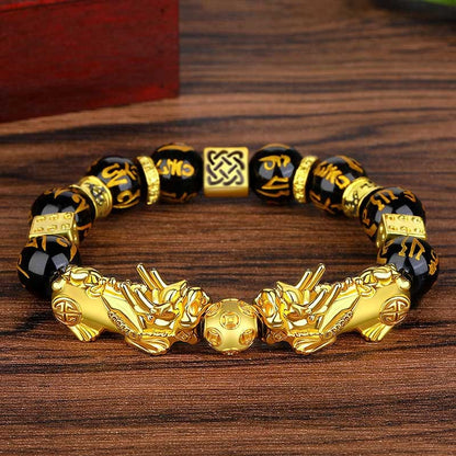 Feng Shui PiXiu Siyah Obsidyen Zenginlik ve Bolluk Bilekliği
